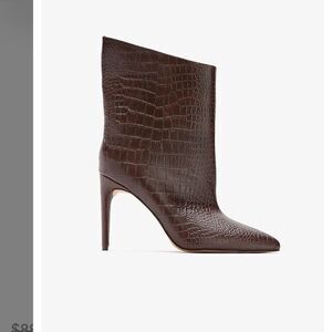 Express Snakeskin Textured Asymmetrical Booties